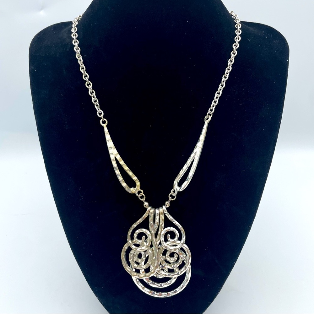Elegant Silver Tone Swirl Necklace